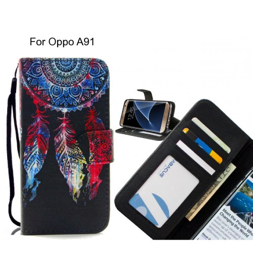 Oppo A91 case 3 card leather wallet case printed ID