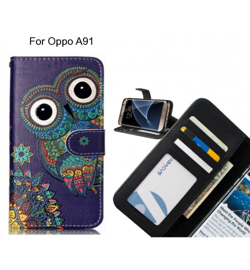 Oppo A91 case 3 card leather wallet case printed ID