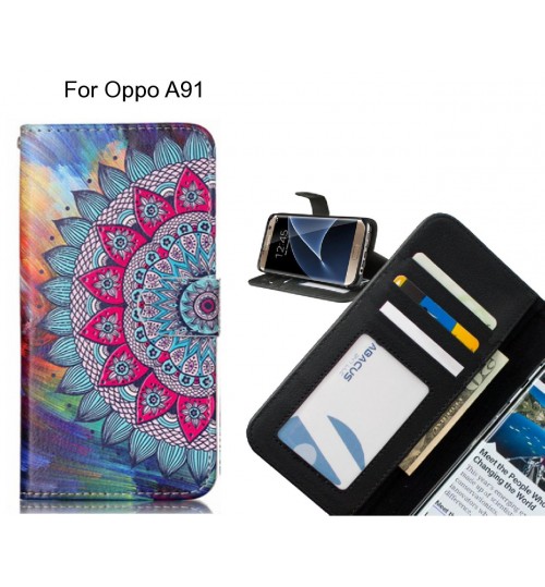 Oppo A91 case 3 card leather wallet case printed ID