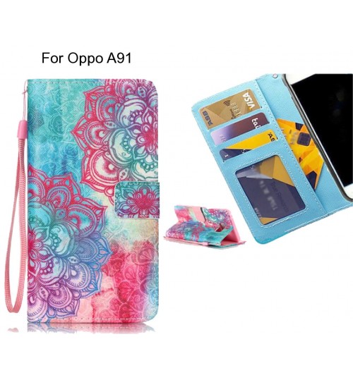 Oppo A91 case 3 card leather wallet case printed ID