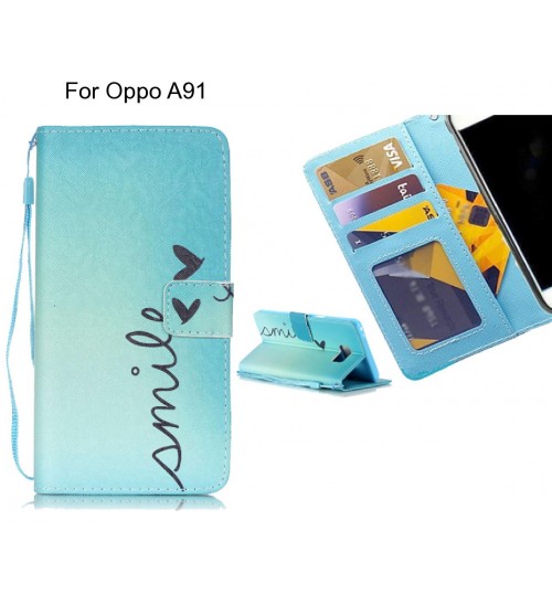 Oppo A91 case 3 card leather wallet case printed ID