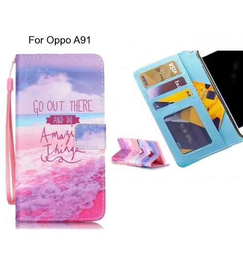 Oppo A91 case 3 card leather wallet case printed ID