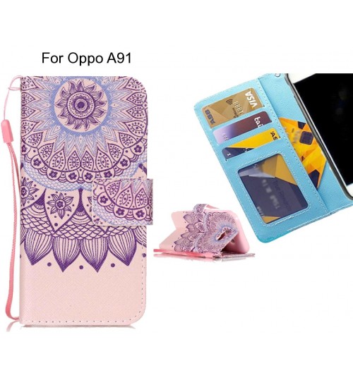 Oppo A91 case 3 card leather wallet case printed ID