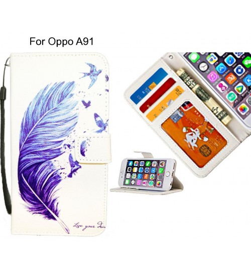 Oppo A91 case 3 card leather wallet case printed ID