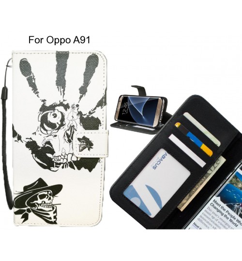 Oppo A91 case 3 card leather wallet case printed ID