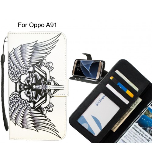 Oppo A91 case 3 card leather wallet case printed ID