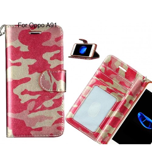 Oppo A91 case camouflage leather wallet case cover