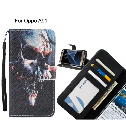 Oppo A91 case 3 card leather wallet case printed ID