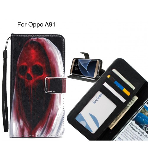 Oppo A91 case 3 card leather wallet case printed ID