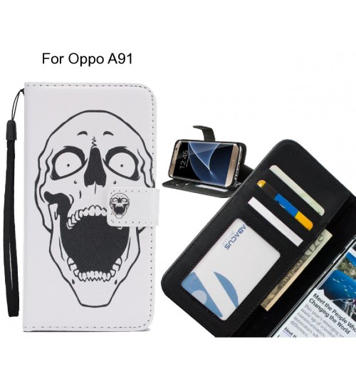 Oppo A91 case 3 card leather wallet case printed ID