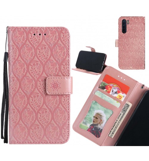 Oppo A91 Case Leather Wallet Case embossed sunflower pattern