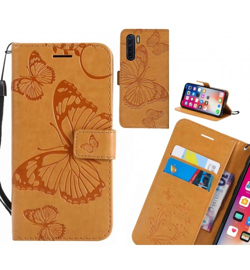 Oppo A91 case Embossed Butterfly Wallet Leather Case