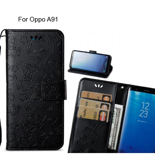 Oppo A91  Case Leather Wallet case embossed unicon pattern