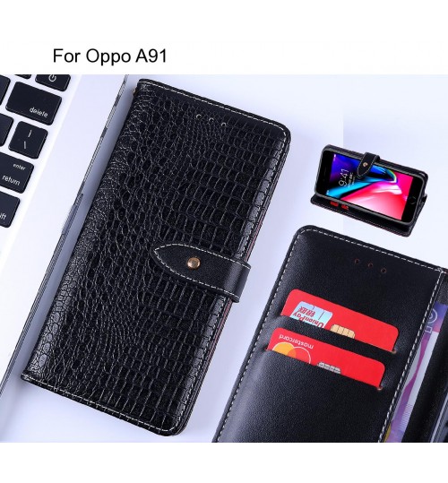 Oppo A91 case croco pattern leather wallet case