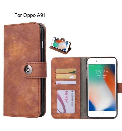 Oppo A91 case retro leather wallet case