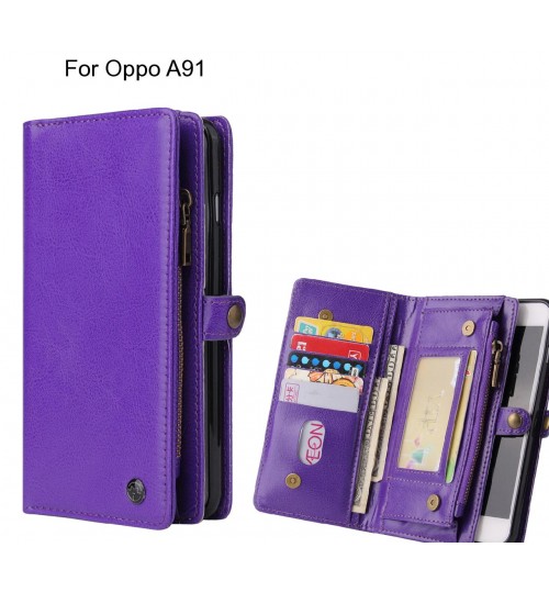 Oppo A91 Case Retro leather case multi cards cash pocket