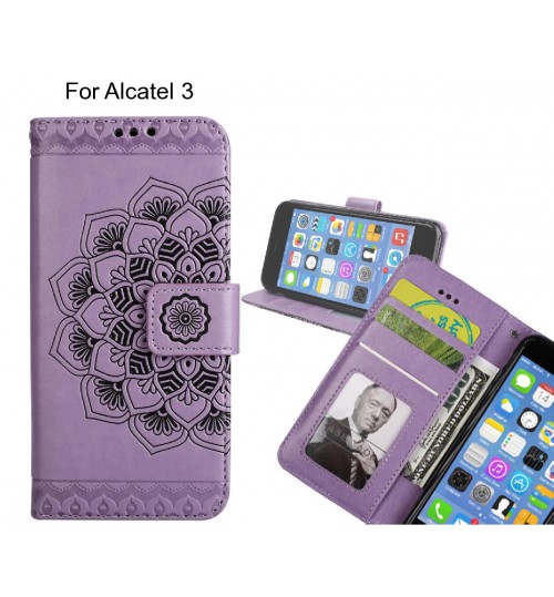 Alcatel 3 Case mandala embossed leather wallet case