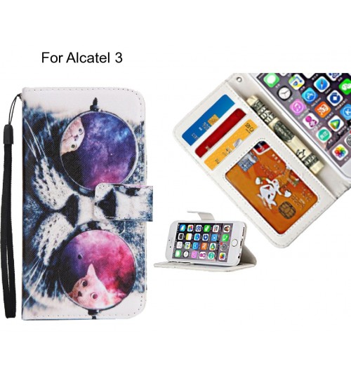 Alcatel 3 case 3 card leather wallet case printed ID