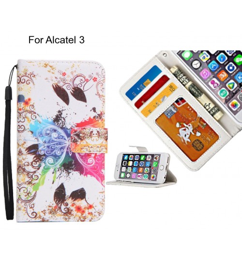 Alcatel 3 case 3 card leather wallet case printed ID