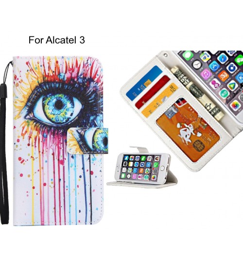 Alcatel 3 case 3 card leather wallet case printed ID