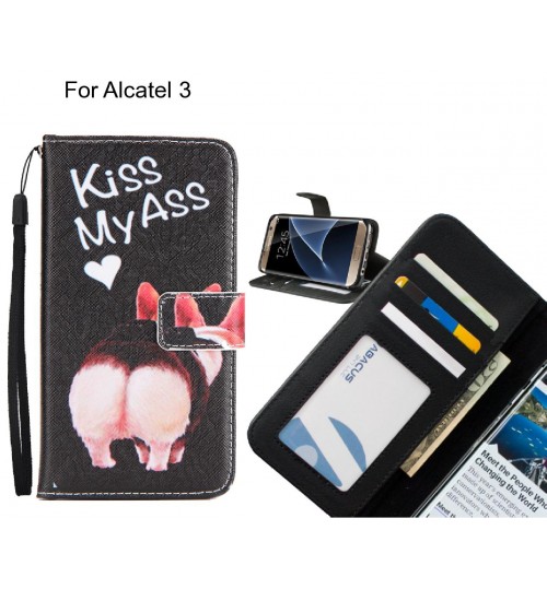 Alcatel 3 case 3 card leather wallet case printed ID