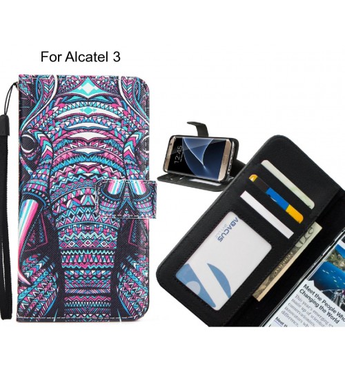 Alcatel 3 case 3 card leather wallet case printed ID