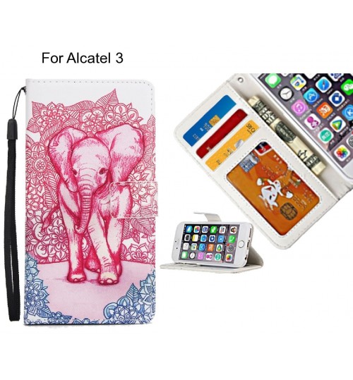 Alcatel 3 case 3 card leather wallet case printed ID