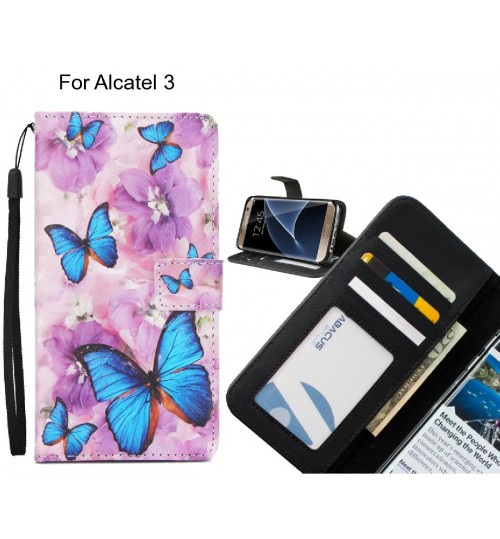 Alcatel 3 case 3 card leather wallet case printed ID