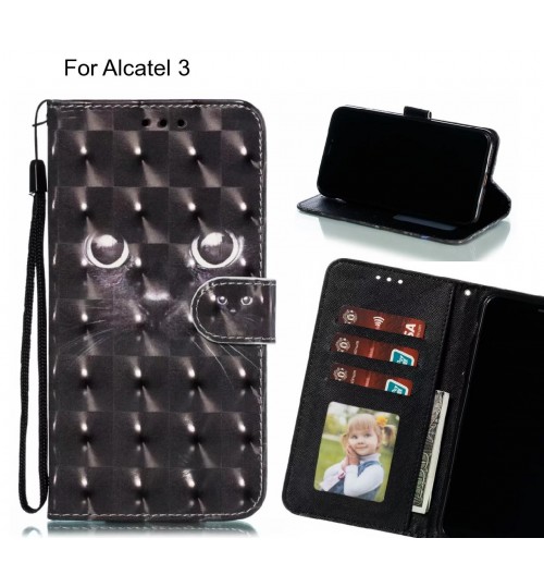 Alcatel 3 Case Leather Wallet Case 3D Pattern Printed