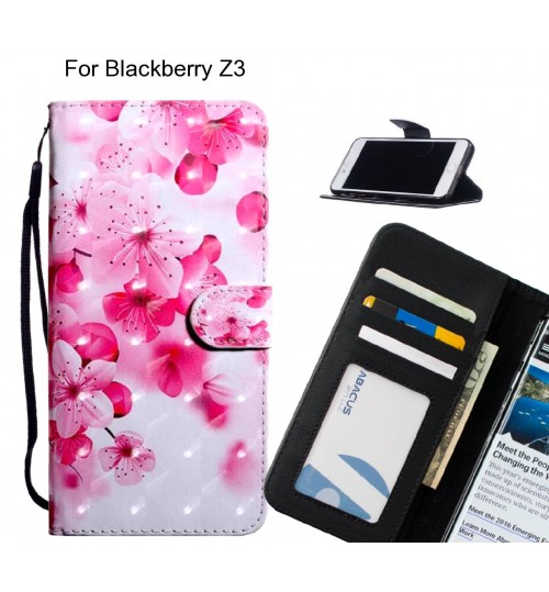 Blackberry Z3 Case Leather Wallet Case 3D Pattern Printed