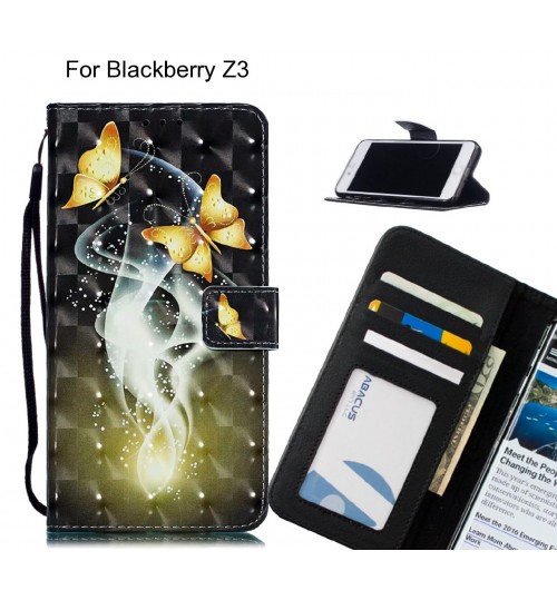 Blackberry Z3 Case Leather Wallet Case 3D Pattern Printed