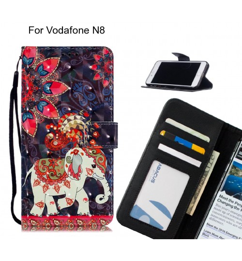 Vodafone N8 Case Leather Wallet Case 3D Pattern Printed