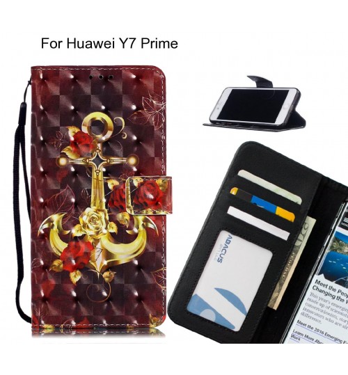 Huawei Y7 Prime Case Leather Wallet Case 3D Pattern Printed