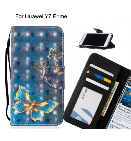 Huawei Y7 Prime Case Leather Wallet Case 3D Pattern Printed