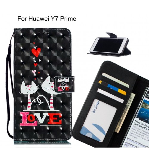 Huawei Y7 Prime Case Leather Wallet Case 3D Pattern Printed