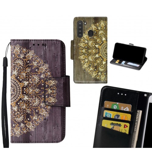 Samsung Galaxy A21 Case wallet fine leather case printed