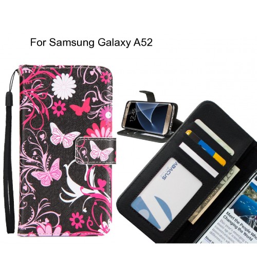 Samsung Galaxy A52 case 3 card leather wallet case printed ID