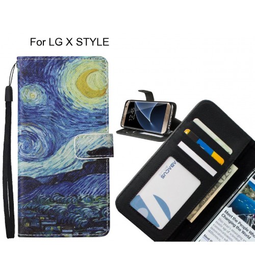 LG X STYLE case leather wallet case van gogh painting