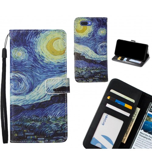Oppo AX5 case leather wallet case van gogh painting