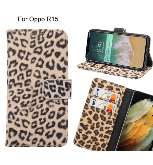 Oppo R15 Case  Leopard Leather Flip Wallet Case