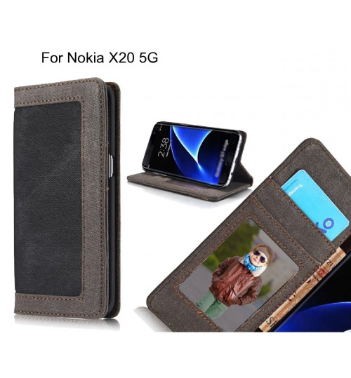 Nokia X20 5G case contrast denim folio wallet case
