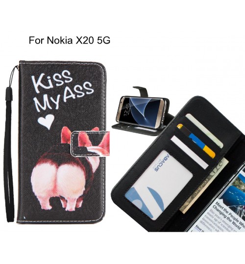 Nokia X20 5G case 3 card leather wallet case printed ID