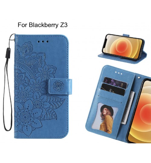 Blackberry Z3 Case Embossed Floral Leather Wallet case