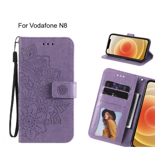 Vodafone N8 Case Embossed Floral Leather Wallet case