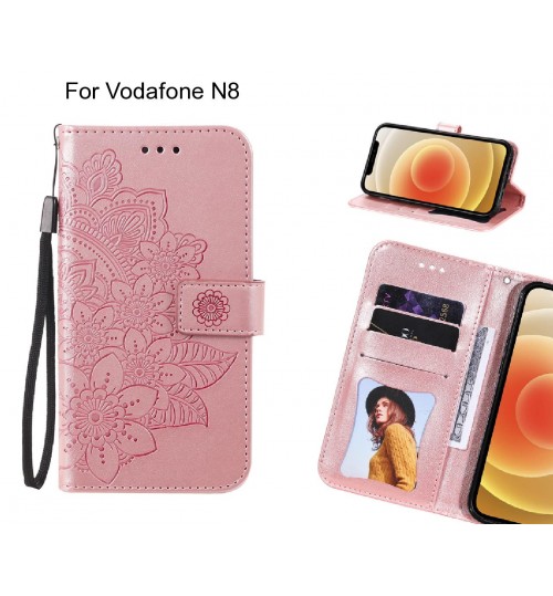 Vodafone N8 Case Embossed Floral Leather Wallet case