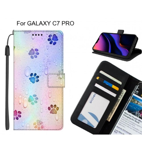 GALAXY C7 PRO case leather wallet case printed ID