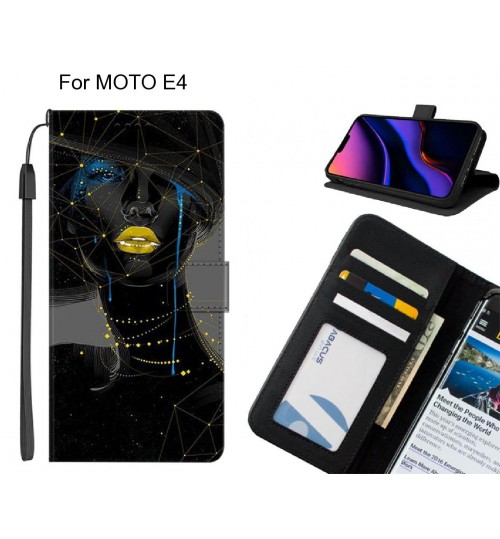 MOTO E4 case leather wallet case printed ID