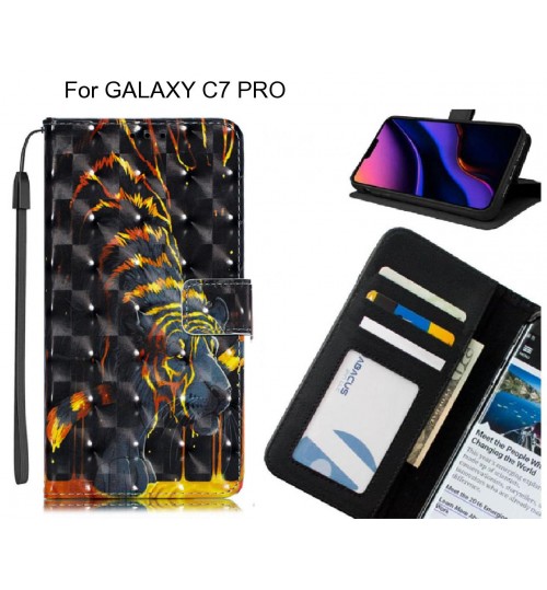 GALAXY C7 PRO Case Leather Wallet Case 3D Pattern Printed