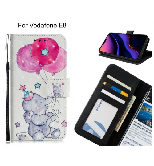 Vodafone E8 Case Leather Wallet Case 3D Pattern Printed