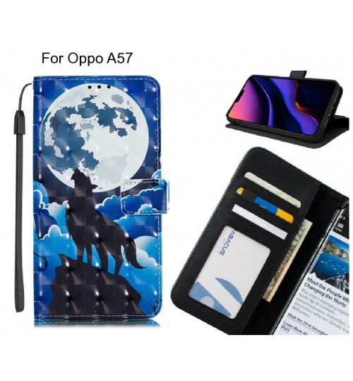 Oppo A57 Case Leather Wallet Case 3D Pattern Printed